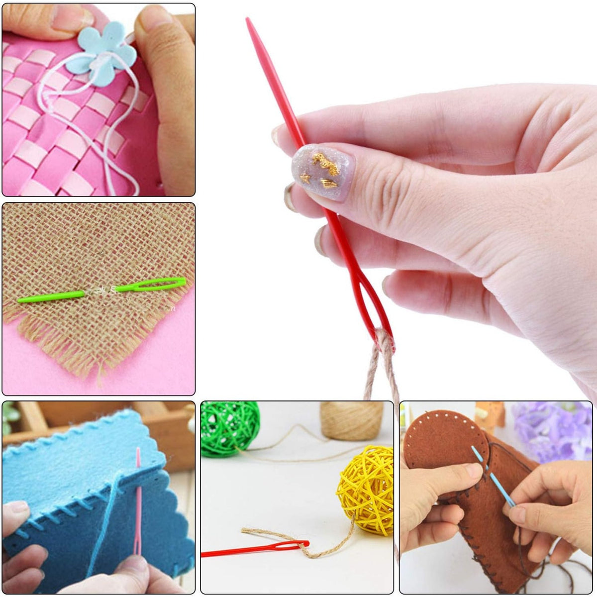 60pcs Colorful Large Eye Plastic Sewing Needles for Kid Weave Education