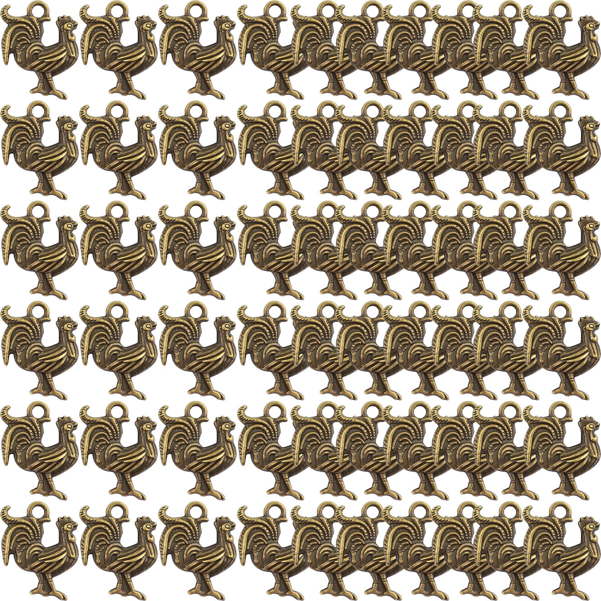 60 Pieces Antique Chicken Rooster Charms Tibetan Alloy Chicken Farm Animal Figures Dangle Pendants for DIY Bracelets Necklaces Jewelry Making Supplies, 2 Colors