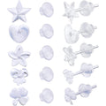 50pcs Clear Resin Earring Studs & Backs, 5 Styles, DIY Jewelry Making Findings, Adult, Non-Foldable