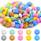 100pcs 12 mm Soft Silicone Abacus Beads Rubber Lentil Shaped Spacer Beads Round Saucer Loose Beads for DIY Bracelets Keychains Jewelry Making Supplies, 10 Colors
