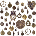 100 Grams(Approx 38 Pieces) Mixed Clock Face Charms Steampunk Pendants Watch Charms for Bracelets, Necklaces, Jewelry and Crafts Making, Antique Bronze