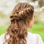 24pcs Silver Pearl Hair Pins Headpiece Metal U-shaped Rhinestone Flower Embellished Bobby Pins Bridal Hair Accessories for Women Girls Bride Bridesmaid Wedding, 4 Styles