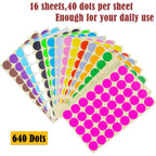 BronaGrand 640 Pieces 1 Inch Round Stickers Color Coding Labels