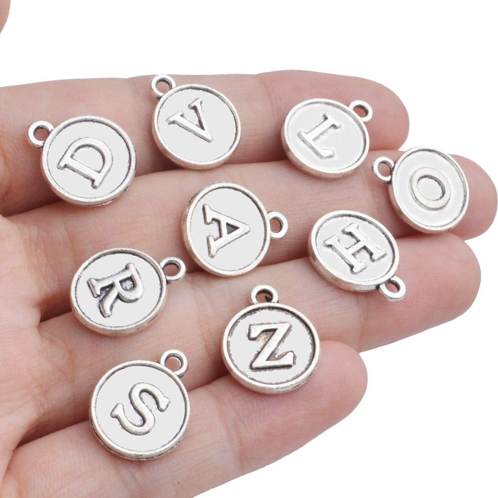 4 Sets(104 pcs) Alloy A-Z Initial Alphabet Letter Mixed Charms Pendants for DIY Jewelry Making,Bracelet and Crafting