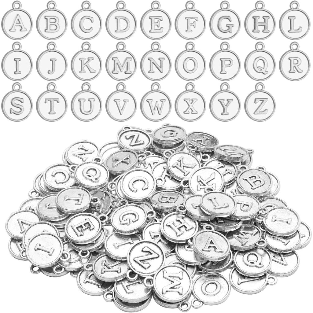 4 Sets(104 pcs) Alloy A-Z Initial Alphabet Letter Mixed Charms Pendants for DIY Jewelry Making,Bracelet and Crafting