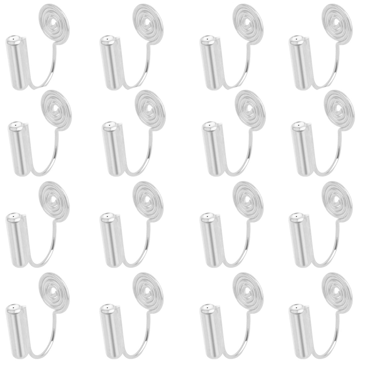 16pcs Mosquito Incense Shape Earring Clips with Post Brass Clip-on Earring Converters Components and 16pcs Painless Earring Pads for Non-Pierced Ears DIY Jewelry Making, 4 Colors