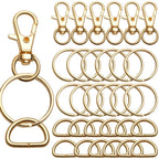 100PCS Swivel Snap Lobster Clasps Keychain Hooks 20 Pieces with Key Rings 40 Pieces and D Rings 40pcs for Bags, Lanyard Craft Making