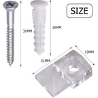 Mirror Panel Clips,20 Pack Plastic Mirror Holder Clips Transparent Mirror Retainer Clips Wall Mount Bracket Tool Kit with Screw and Anchor for Fixing Mirror Cabinet Door
