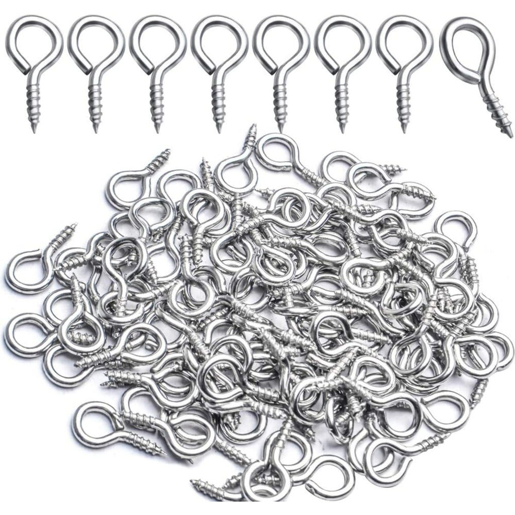 Small Eye Hooks,100pcs 13x7mm Mini Eye Pins Eye Screw Hooks Metal Eyelets Screw Eye Lags for Resin Jewelry Bead Plastic Wood
