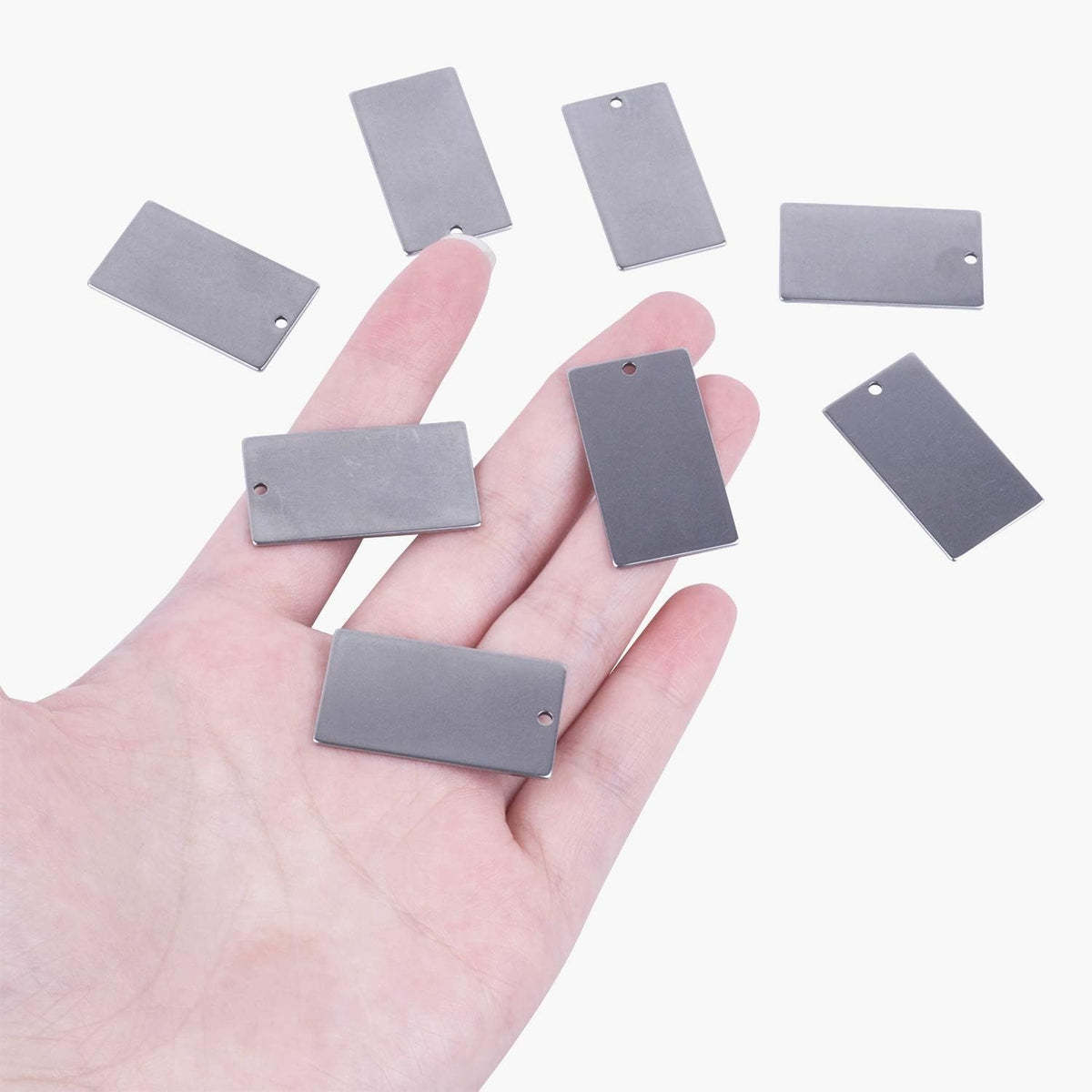 10 Pieces Stamping Blanks,Rectangle Stainless Steel Blank Stamping Tag Pendants Charms for Jewelry Making(32x18mm)