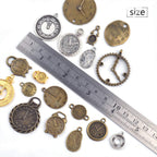 100G Mixed Antiqued Charms Clock Face Charm Pendant for DIY Crafts, Gears, Jewelry Making, Steampunk Pendants