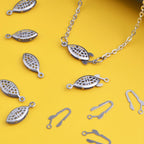 30 Pieces Filigree Box Necklace Clasps Stainless Steel Oval Fish Hook Clasp Jewelry Slide Clasps Bracelet Connectors for DIY Jewelry Making Birthday Party Gift