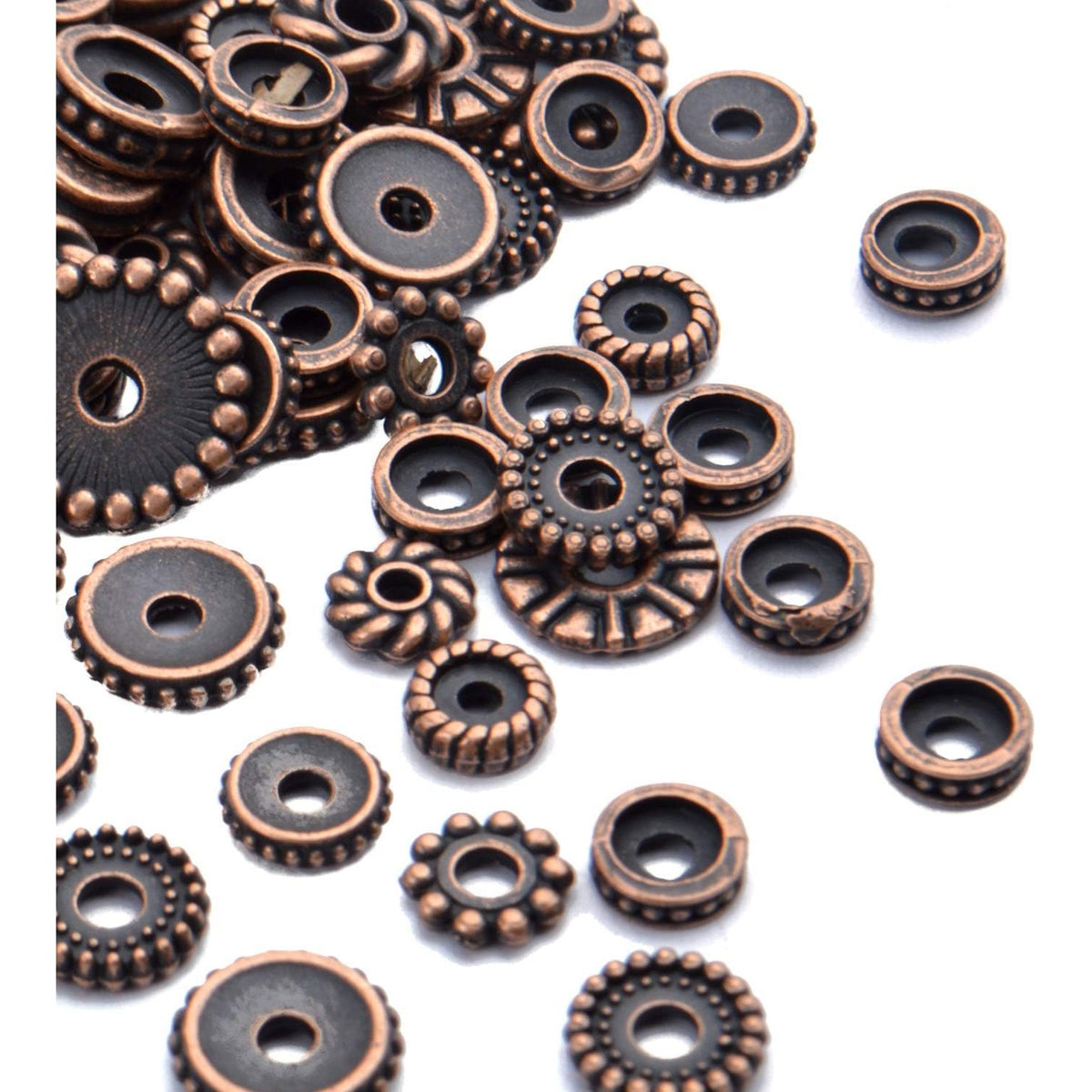 100 Gram(About 170-300pcs) Spacer Beads Jewelry Bead Charm Spacers Alloy Spacer Beads for Jewelry Making DIY Bracelets Necklace and Crafting,Antique Copper