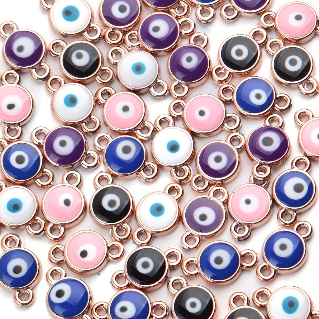 50pcs Evil Eye Connectors Pendants Bracelet Connector Bead Charms for Bracelet Necklace Crafts DIY