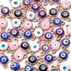 50pcs Evil Eye Connectors Pendants Bracelet Connector Bead Charms for Bracelet Necklace Crafts DIY