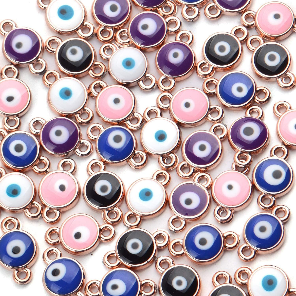 50pcs Evil Eye Connectors Pendants Bracelet Connector Bead Charms for Bracelet Necklace Crafts DIY