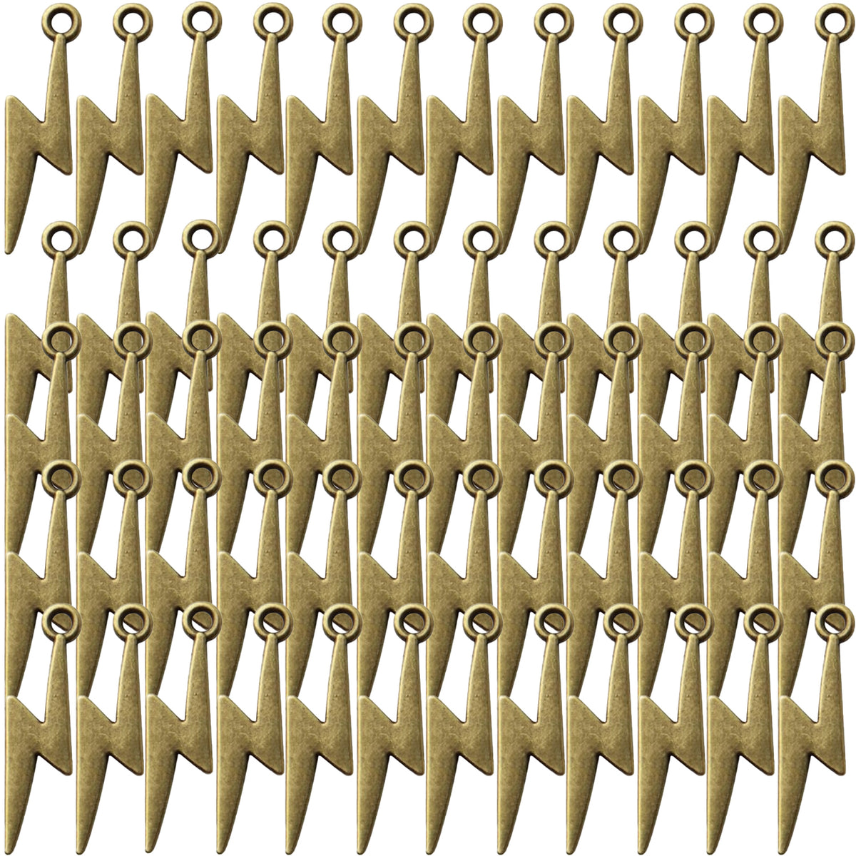 60pcs Lightning Bolt Pendants Alloy Flash Lightning Charms Thunder Flash Celestial Dangle Charms for DIY Earrings Bracelet Crafts Jewelry Making Accessory,28mm×7.7mm