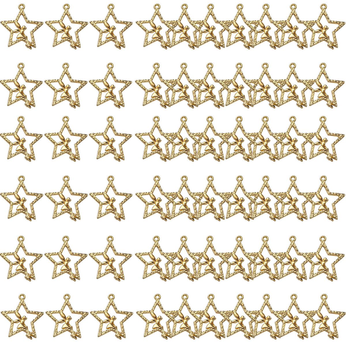 60pcs Fairy Charm Pendants Alloy Angle Charms Fairy on Star Charms Craft Supplies for DIY Earrings Necklace Bracelet Jewelry Making and Crafting Accessory, 3 Colors