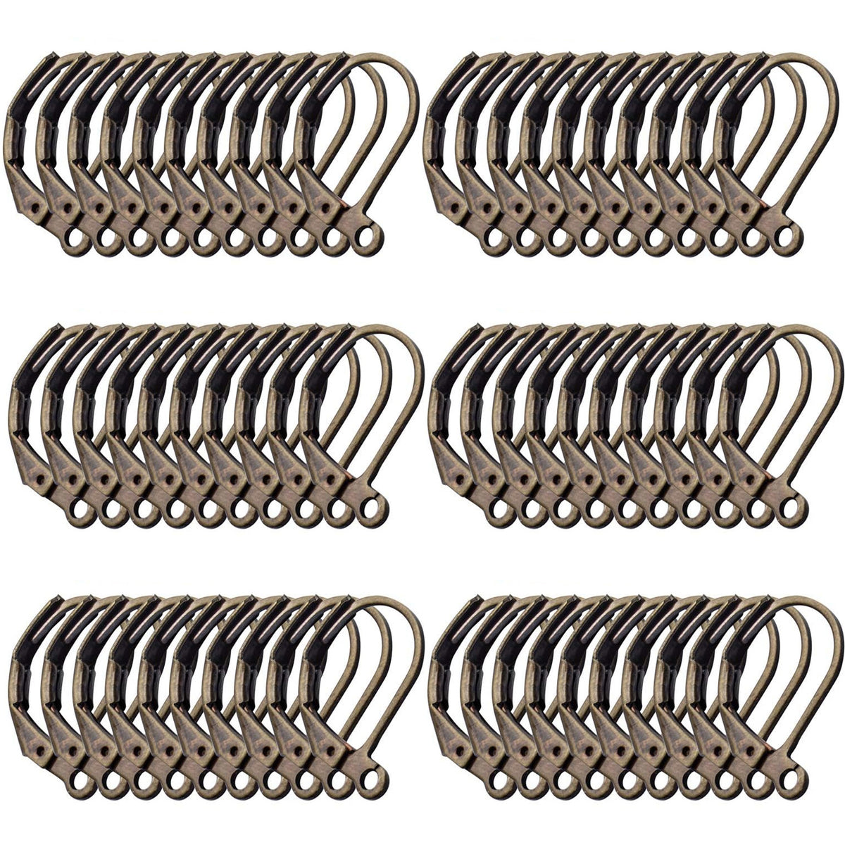 Earrings Hooks Leverback, 60pcs Leverback Earring Hooks Earwires Open Loop French Style for Earring Jewelry Making, Antique Bronze, White Gold, Silver, Gold, KC Gold, Rosegold