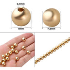 50pcs 8mm Gold Spacers Beads Brass Round Spacer Beads Ball Beads Rondelle Bead Spacer Loose Beads Craft Supplies for DIY Jewelry Bracelet Making