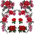 10 Pieces 5 Pairs Embroidered Patches Rose Flower Sew on Patch Applique for DIY Clothing, Jeans,Sewing