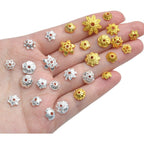 100g (200-350pcs) Mixed Metal Flower Bead Caps Spacer Beads Bali Style Jewelry Findings for DIY Crafting Jewelry Making, Antique Gold and Antique Silver