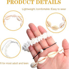 4pcs Puka Shell Necklaces Adjustable Natural Seashell Pearl Bead Choker Necklace Handmade Cowrie Shells Surfer Bracelet Hawaiian Summer Beach Boho Jewelry Set for Women Gifts