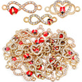 30pcs Infinity Symbol Connector Charms Alloy 8 Character Rhinestone Ladybug Flying Insect Pendant Links Jewelry Findings DIY Bracelet Necklace Keychain Crafts Decor, 3 Styles
