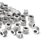 50pcs Antique Silver Large Hole Spacers Beads Tibetan Spacer Alloy Tube Bead Spacers Jewelry Spacer Charms for DIY Jewelry Making Crafts Supplies
