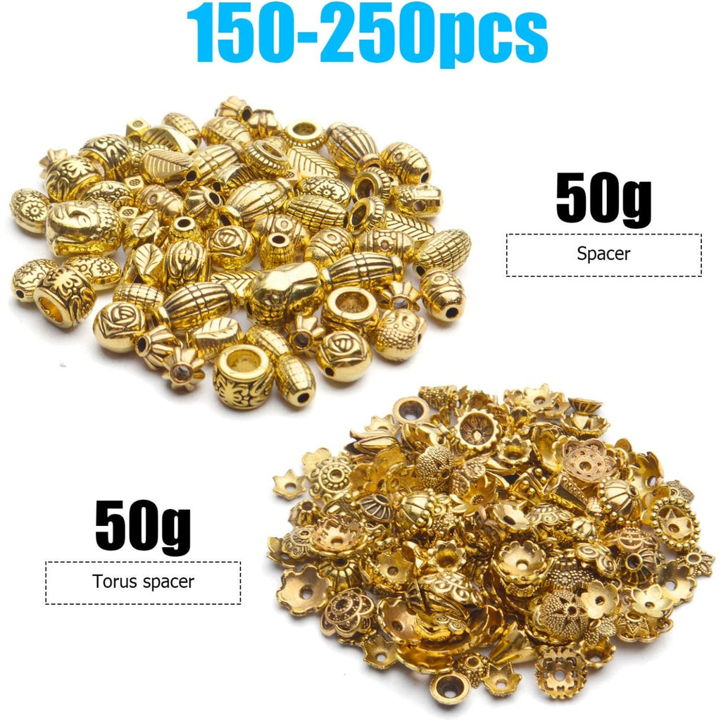 Bead Caps,100g(150~250 pcs) Alloy Golden Spacer Bead Hollow Flower Bead Caps for Jewelry Making Bracelet Necklace Earrings
