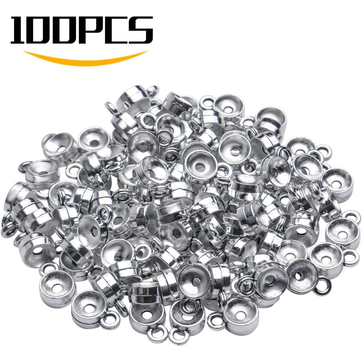 100pcs Tibetan Antique Silver Connectors Bails Beads Column Bail Beads Dangle Hanger Tube Bead with Loop for European Charm Bracelet Pendants Jewelry Making