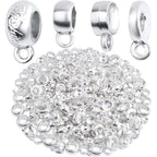 100 Gram 4 Styles Bail Tube Beads Alloy Bail Beads Connectors Spacer Bead Hanger Links Charms for DIY European Bracelet Jewelry Making Supplies, Bright Silver