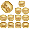 12pcs 8 mm Golden Round Large Hole Textured Spacer Beads Hypoallergenic Brass Pineapple Stripe Rondelle Loose Beads for DIY Leather Cord Snake Chain Bracelet Jewelry Making