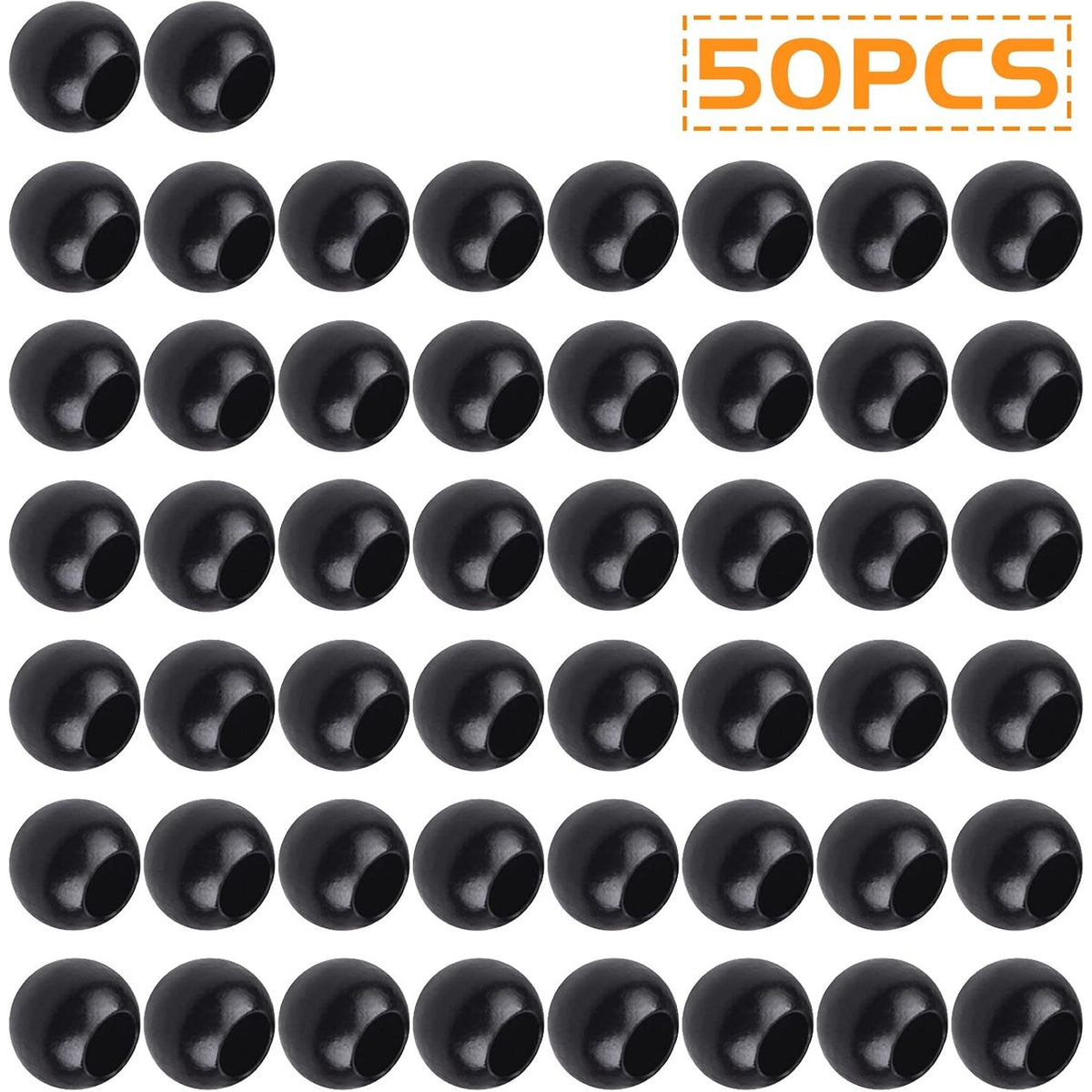 50pcs 20mm Black Wooden Beads Round Wood Beads Natural Wood Macrame Loose Beads with 10mm Large Hole for DIY Crafts Jewelry Making Garland Home Wall Hanging Decoration