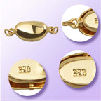 3 Pieces Pearl Locking Necklace Clasps Brass Oval Clasp Converter Closures Connector Chain Extenders for Necklace Bracelet Anklet Jewelry Making, 3 Colors