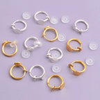 12pcs 2 Colors Clip-on Earring Converters Brass Earring Clips Components with 6 mm Flat Round Pad and 12pcs Clear Earring Cushions for Non-Pierced Ears DIY Jewelry Making Supplies