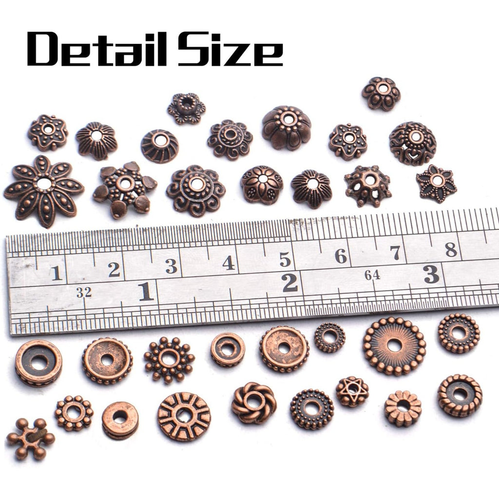 100g Mixed Metal Flower Caps Ends Tibetan Silver Spacer Loose Beads for Jewelry Making