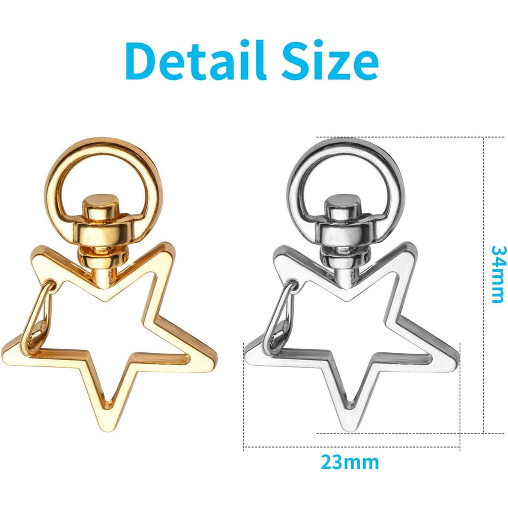 Swivel Clasps Clips,40pcs Metal Swivel Lobster Claw Clasp Star Shape Snap Hook Clip Small DIY Accessories for Crafting Keyrings Bags Jewellery-Gold,Silver