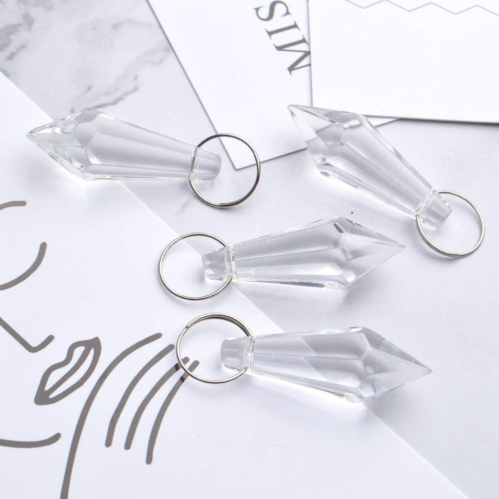 Crystal Glass Beads Drops, 30Pcs 38mm Chandelier Crystal Pendants Drops Clear Glass Beads Connected with 100pcs 14mm Stainless Jump Rings for Wedding Party Christmas Decoration