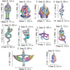 10pcs Rainbow Color Ancient Egypt Charms Mixed Pyramid Chief Snake Pharaoh Horus Eyes Cobra Winged Goddess Isis Pendants for DIY Jewelry Making Craft Supplies, 10 Styles