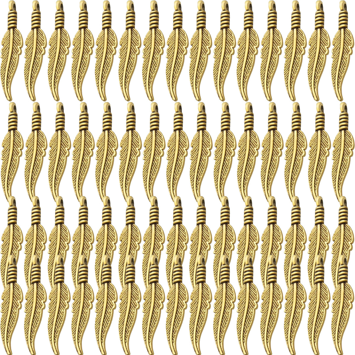 60pcs Craft Supplies Feather Charms Pendants Tibetan Alloy Leaf Charms for DIY Earring Necklace Jewelry Making Accessory,6 Colors