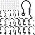 100pcs Black Plastic Earring Hooks French Earwire Fish Hooks with Loop and 100pcs Clear Earring Safety Backs for Women DIY Earrings Jewelry Making