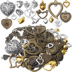 100g Heart Shape Charm Alloy European Style Heart Love Charms Jewelry Charms Pendant for DIY Necklace Bracelet Jewelry Crafts Making Supplies