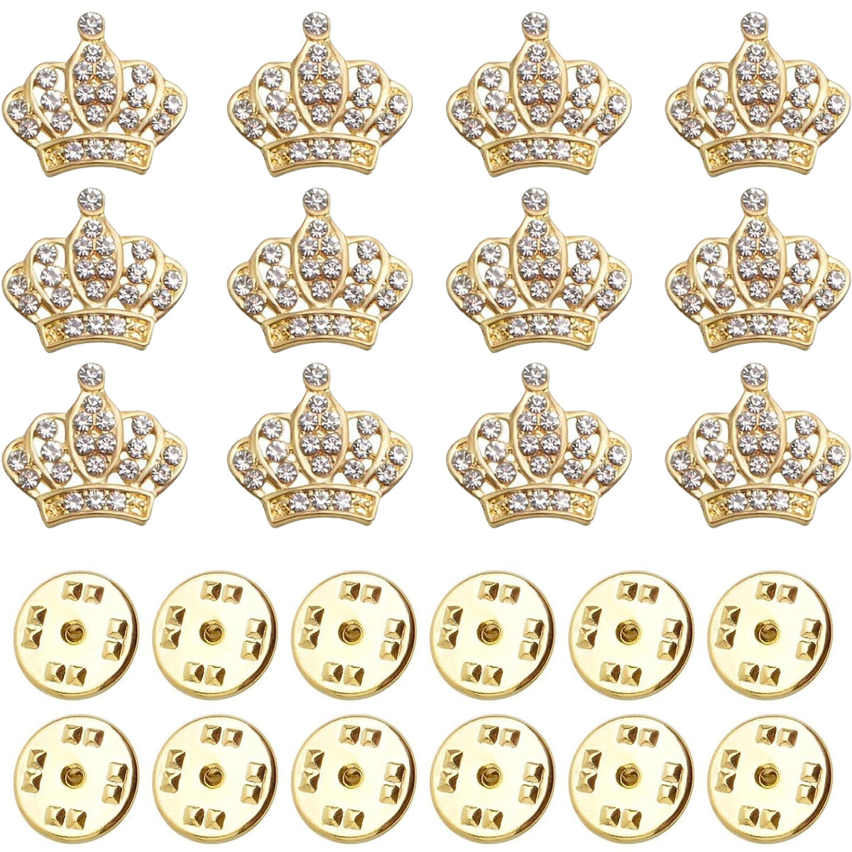 12pcs Tiara Crown Brooch Pins with Shiny Rhinestones Metal Crown Brooches Clips Accessories for Women Clothing Cardigan Dresses Shirts Shawl Decoration, 2 Colors