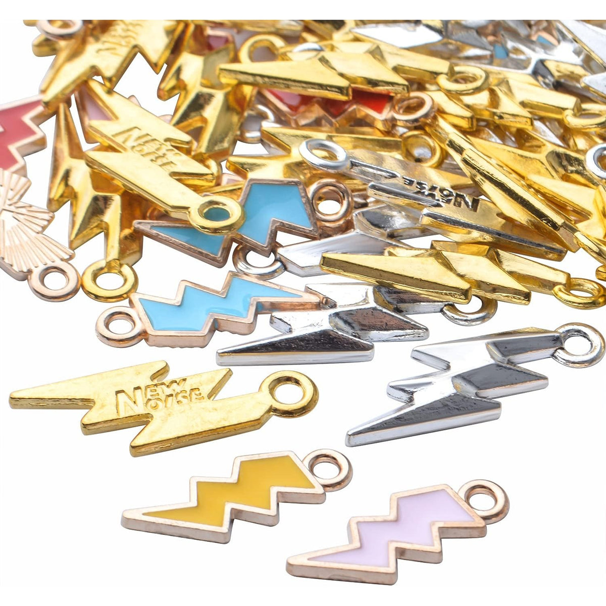60pcs Lightning Bolt Charm Pendants Alloy Flash Lightning Charms Enamel Charms Pendants Celestial Dangle Charms for Bracelet Necklace Earrings DIY Jewelry Making Supplies