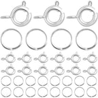 40pcs 6 mm Silver Round Spring Ring Clasps with 50pcs 6 mm Bright Silver Open Jump Rings Connector Accessories for DIY Necklace Bracelet Jewelry Making Findings