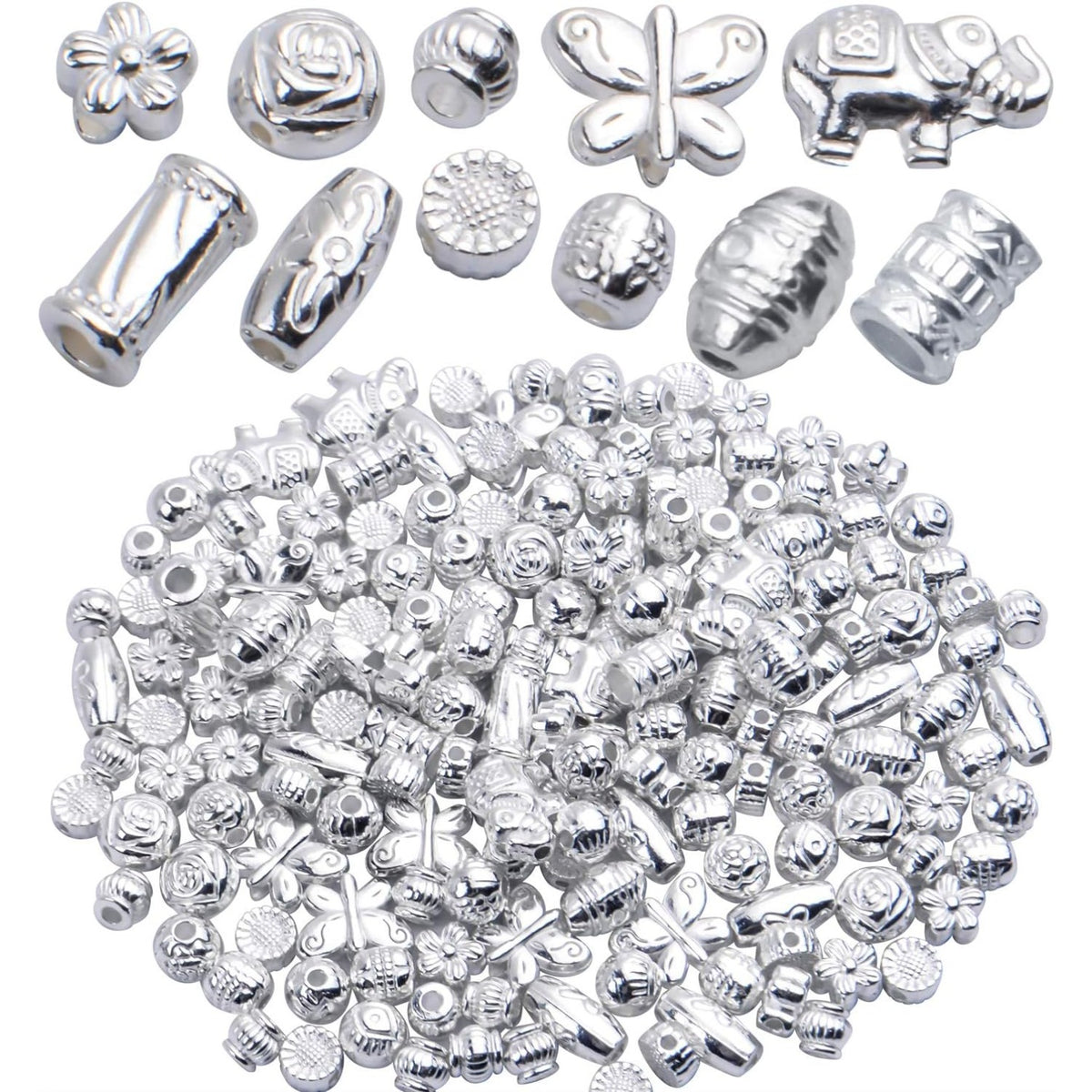 100 Gram(About 150-200pcs) Silver Spacer Beads Charm Bead Spacers Jewelry Findings Accessories for Bracelet Necklace Jewelry Making