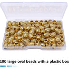 100pcs Antique Silver Oval Spacer Beads Alloy European Large Hole Loose Beads with A Plastic Box for DIY Bracelet Jewelry Making Handmade Decor, Hole: 4.3 mm