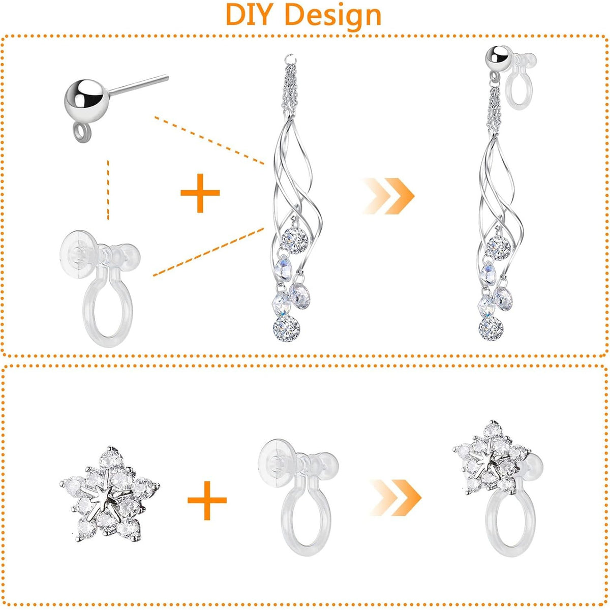20 Pieces Clear Clip-on Earring Converters Resin Earring Finding Components for Non Pierced Ears DIY Earring Jewelry Making, 12x10mm
