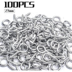 Eye Hooks Screw-in,100pcs Metal Eyes Hooks Eyelets Screw Threaded Self Tapping Eyelet Hooks 27x13mm for Resin Crafts Projects Outdoor Indoor Hanging